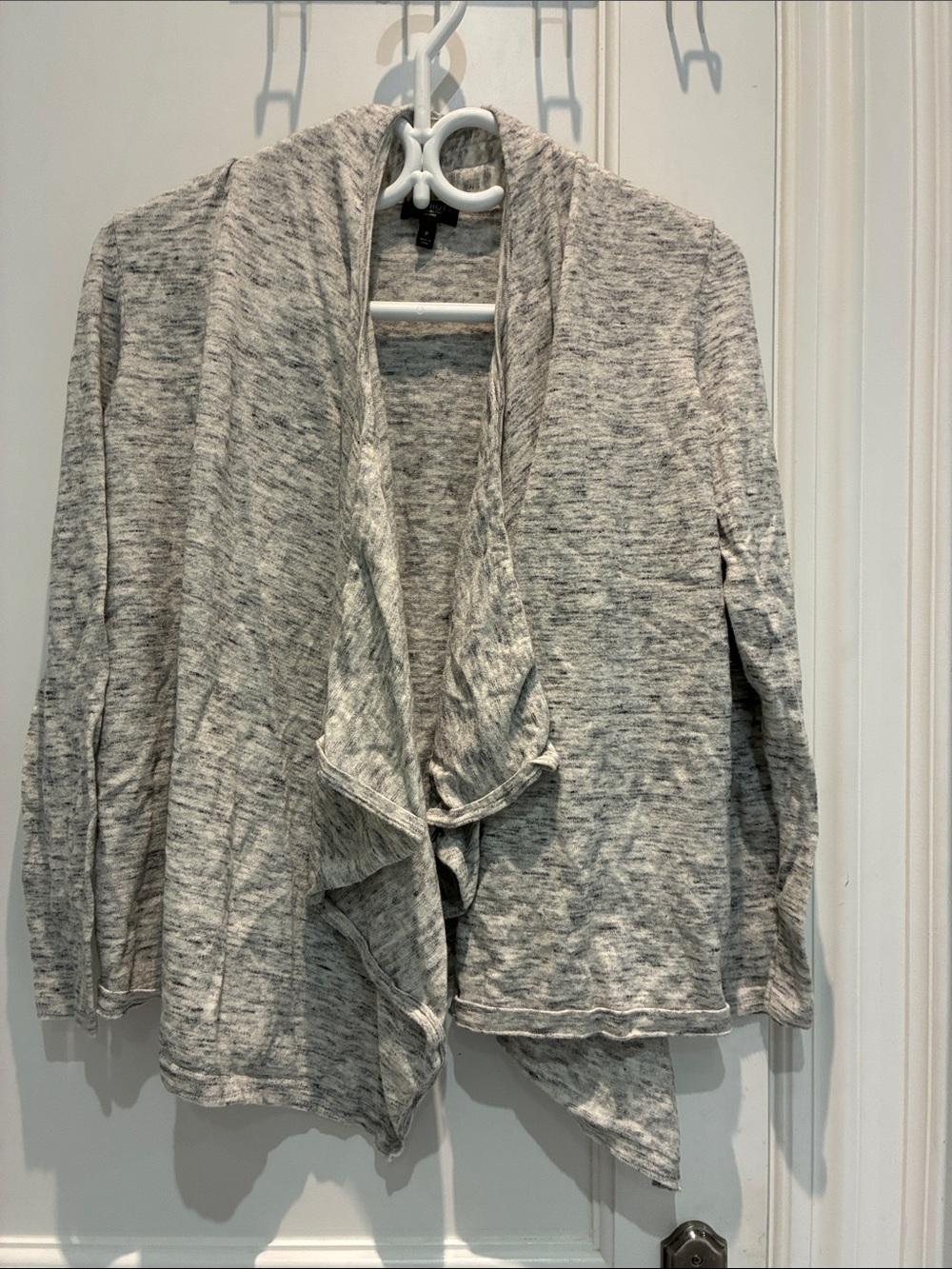 Talbots Petites Grey Space Dye Drape Front Open Cardigan Size Petite ⭐️